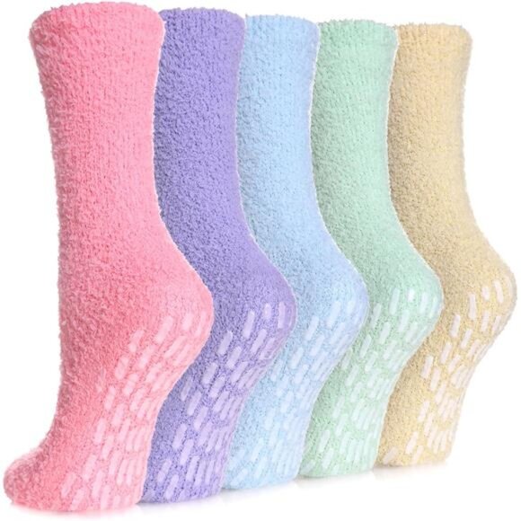 Slipper Socks for Women Cozy Hospital Socks Soft Fluffy with Grips Socks Warm - Picture 1 of 7
